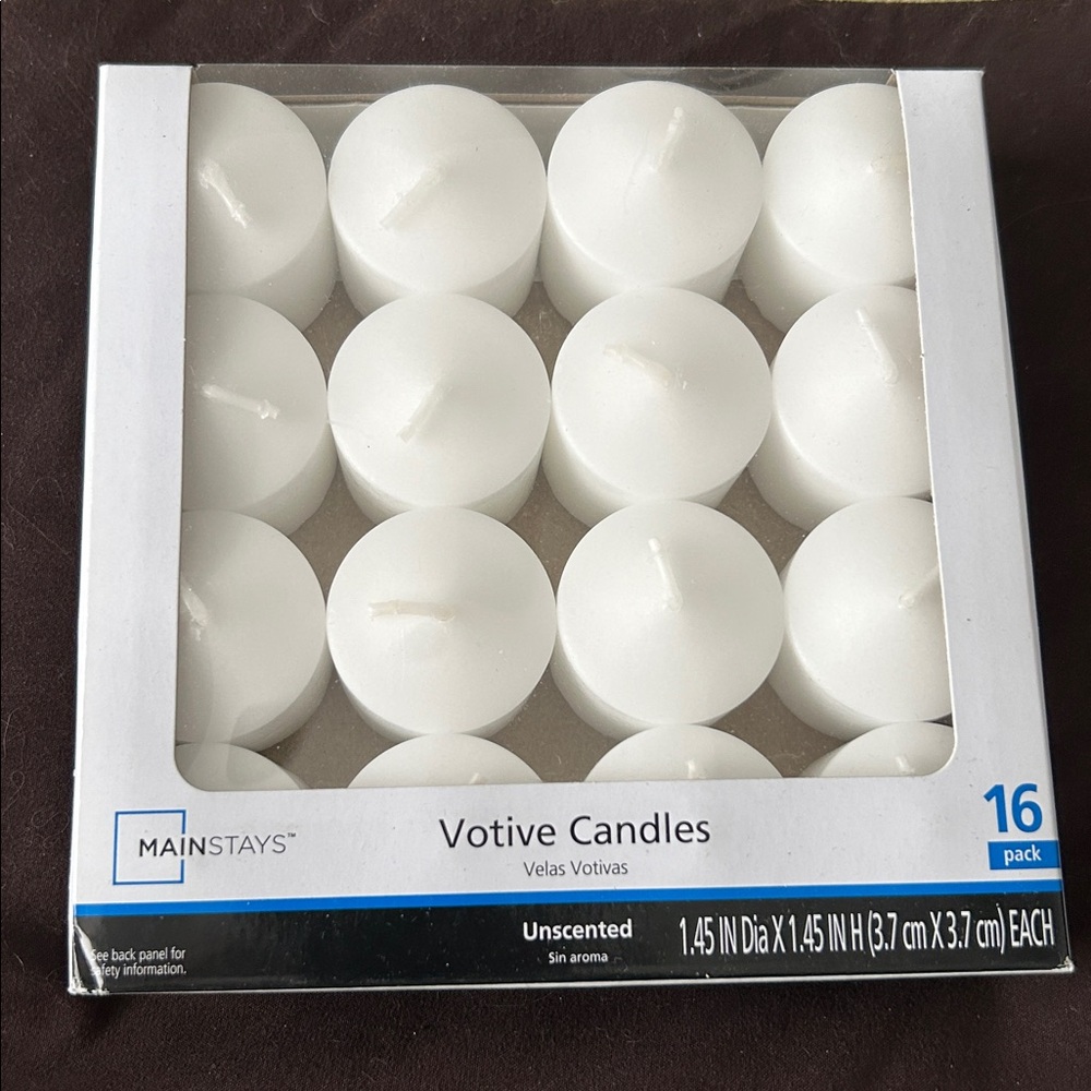 Mainstays Unscented White Votive Candles 16-Pack